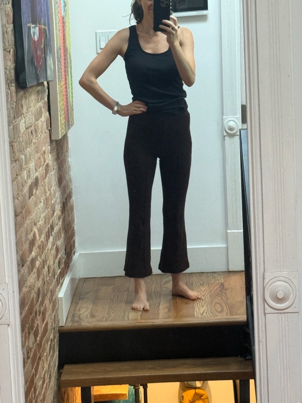 DONNI Espresso Cropped Flare Pants